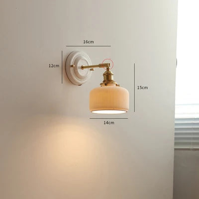 Helnys White Ceramic Modern Wall Lamp for Bedroom Living Room Bathroom Mirror Light