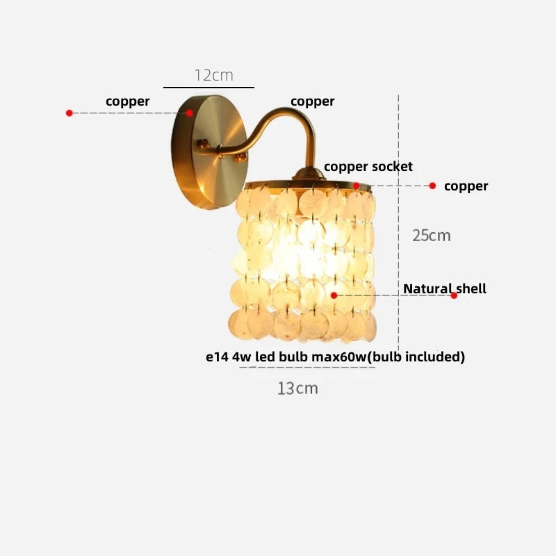 Helnys Crystal LED Wall Sconce Brass Mirror Light