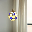 Helnys Football Glass Shade LED Pendant Chandelier for Children's Bedroom