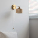 Helnys Modern Ash Wood LED Wall Lamp with Pull Chain Switch