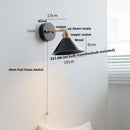 Helnys Black Wood LED Wall Light with Pull Chain Switch