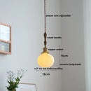Helnys Ceramic LED Pendant Light with Wood Handle and Copper Socket