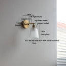 Helnys Nordic Crystal Glass Wall Sconce LED Light Fixture Antique Brass Gold Bedroom Lamp