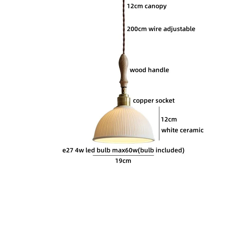 Helnys Ceramic LED Pendant Light Home Decor Hanglamp
