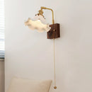 Helnys Vintage Brass Ceramic Flower LED Wall Lamp - Wooden Base