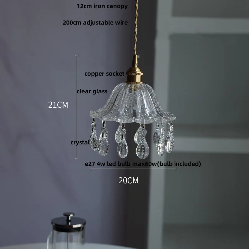 Helnys LED Glass Pendant Lights Adjustable Indoor Home Decor Hang Lamp