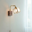 Helnys Walnut LED Wall Sconce Pull Chain Switch Rotatable Stair Light Fixture