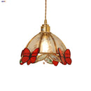 Helnys Red Butterfly LED Pendant Lamp Tiffany Glass Hanging Light