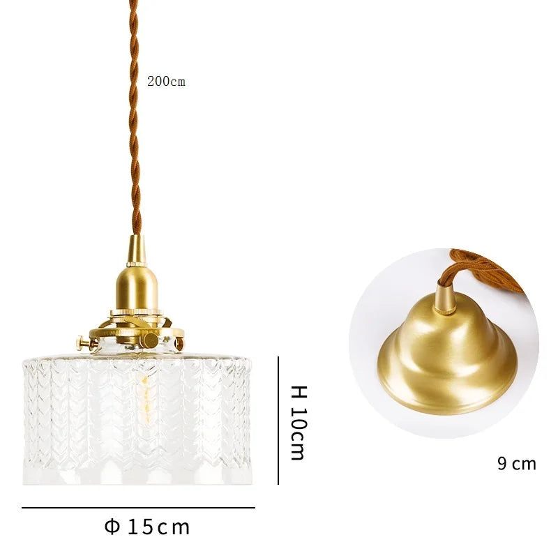 Helnys Clear Glass LED Pendant Light - Copper Nordic Modern Hanging Lamp