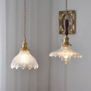 Helnys Green Glass LED Pendant Lamp with Copper Wood Handle for Dinning Living Room