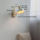 Helnys Ash Wood LED Wall Light with Pull Chain Switch & Rotatable White Glass