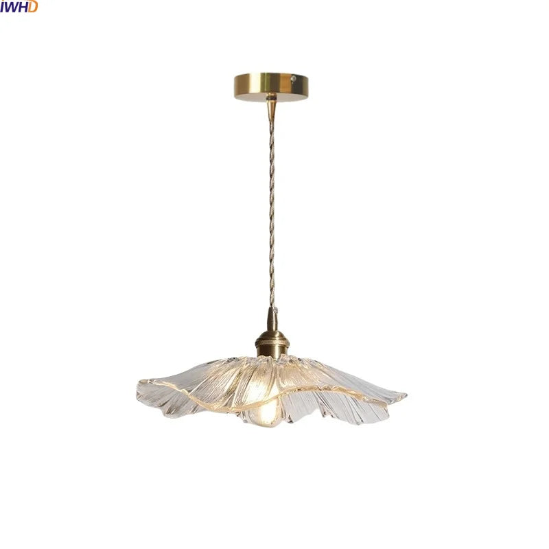 Helnys Lotus Leaf Flower Glass Pendant Lamp - Nordic Modern Hanging Lights