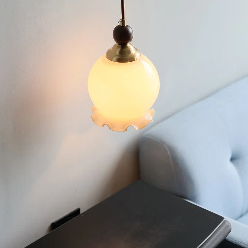 Helnys Nordic Walnut Wood Resin LED Pendant Lamp for Coffee Bar Living Room