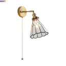 Helnys Clear Glass Copper Arm LED Wall Sconce Modern Bedroom Bathroom Indoor Wall Light