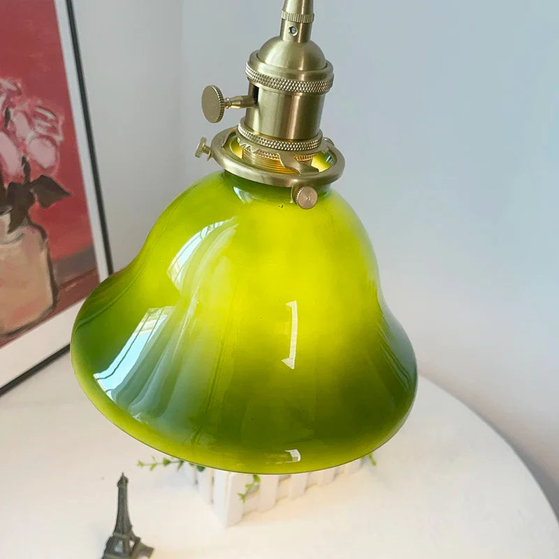 Helnys Vintage Green LED Pendant Lights - E27 Kitchen Hanging Lamps