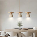 Helnys Yellow Travertine LED Pendant Lamp Natural Wood Hanging Lights