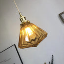 Helnys Diamond Amber Glass LED Pendant Lights for Home Indoor Lighting