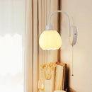 Helnys White Glass LED Wall Lights: Modern Design with Pull Chain Switch