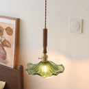 Helnys LED Pendant Lights Amber Glass Walnut Wood Nordic Modern Hanging Lamp
