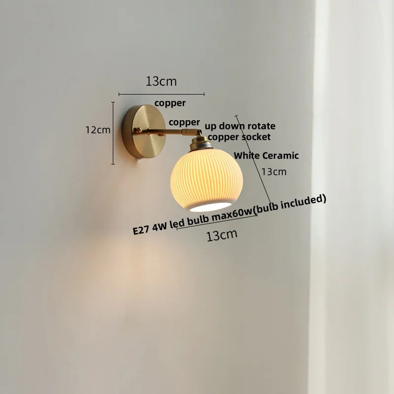 Helnys Ceramic LED Wall Lamp Sconce Up Down Rotate Modern Bathroom Mirror Light