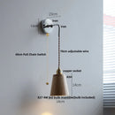 Helnys Ash Wood LED Wall Light with Pull Chain Switch - Japanese Style Bedside Lamp