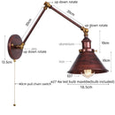 Helnys Industrial Iron LED Wall Lamp with Pull Chain Switch