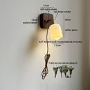 Helnys LED Wall Light Fixture Up Down Rotate Glass Wood Lamp