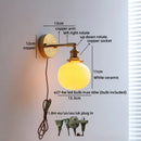 Helnys Nordic LED Wall Light White Ceramic Gold Brass Arandela