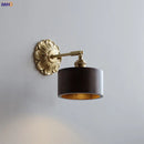 Helnys LED Wall Sconce Switch Wood Bedroom Living Room Copper Arm Wall Light