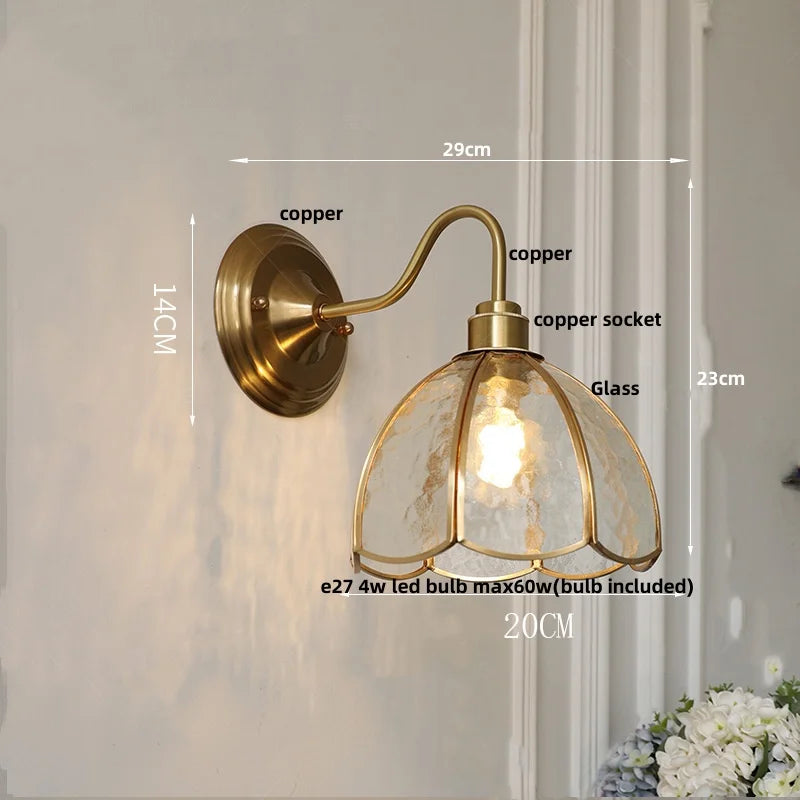 Helnys Vintage Copper Loft LED Wall Lights Glass Bedroom Lamparas De Pared
