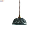 Helnys Bule Ceramic LED Pendant Lamp Modern Nordic Hanging Light for Bedroom Restaurant