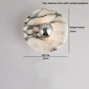 Helnys Round Bulgari Stone Shade Pull Chain Switch LED Wall Lamp for Luxury Living Room