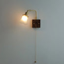 Helnys Brass Walnut Wood LED Wall Sconce Rotatable Glass Stair Light