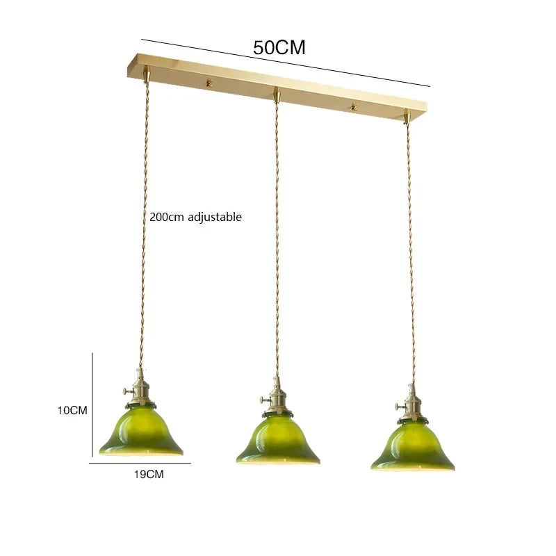 Helnys Vintage Copper Socket Pendant Lamp with Green Glass - 2023 Edition