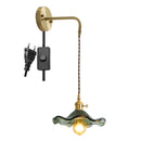 Helnys Amber Glass LED Wall Sconce for Living Room, Bedroom, Bar - Copper Wall Lamp