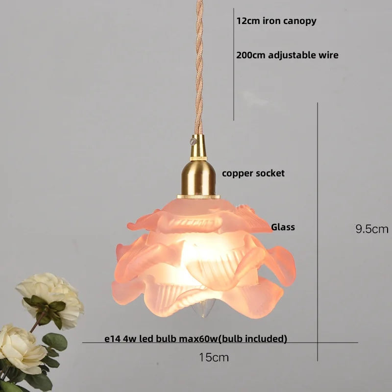 Nordic White Pink Glass Pendant Light by Helnys - Modern Adjustable Kitchen Fixture