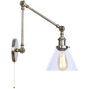 Helnys Industrial Vintage Swing Arm LED Lamp with Pull Chain Switch