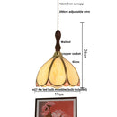 Helnys LED Pendant Lamp with Adjustable Walnut Wood & Tiffany Glass for Dining Room.