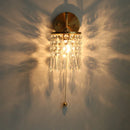 Helnys Vintage Crystal Wall Lights Pull Chain Switch - Luxury Copper Stair Light