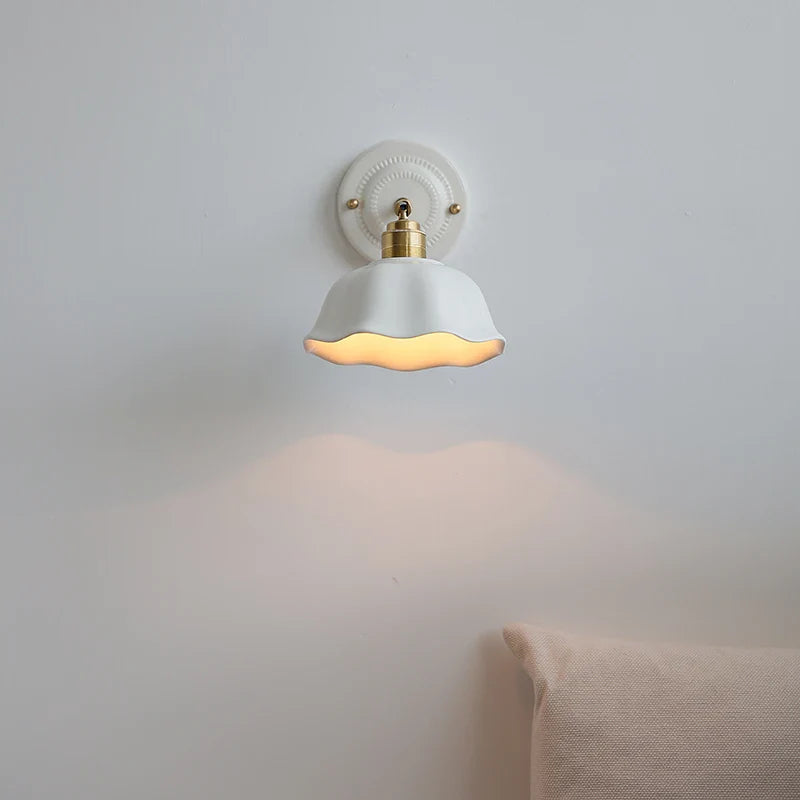 Helnys Ceramic LED Wall Light with Copper Arm for Modern Home Décor