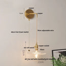 Helnys Glass LED Wall Light Fixture with Adjustable Wire, Pull Chain Switch, Vintage Design