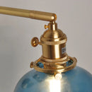 Helnys Vintage Blue Glass LED Wall Lamp with Pull Chain Switch