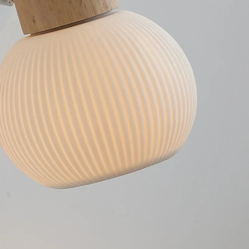 Helnys White Ceramic LED Wall Lights with Pull Chain Switch - Modern Nordic Design