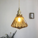 Helnys Diamond Amber Glass LED Pendant Lights for Home Indoor Lighting