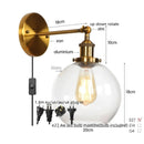 Helnys Glass LED Wall Sconce Industrial Iron Pull Chain Switch Wall Light