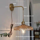 Helnys Amber Vintage LED Glass Wall Light Fixture with Pull Chain Switch