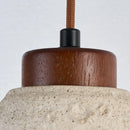 Helnys LED Pendant Lights Japanese Style Wood Canopy Cement Lampshade