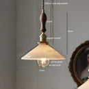 Helnys White Green Glass LED Pendant Lights with Copper Socket & Wood Finish