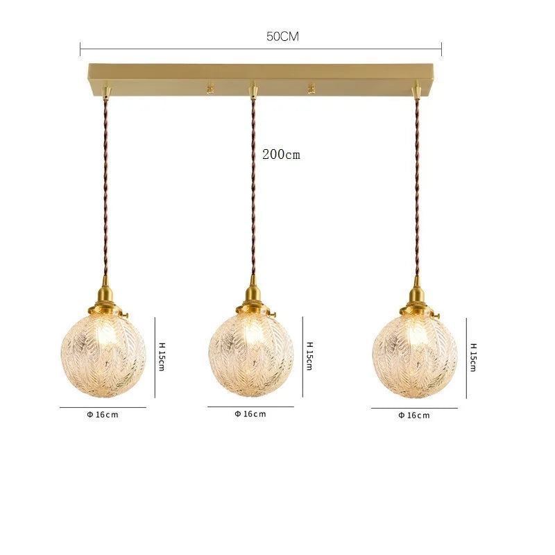 Helnys Clear Glass LED Pendant Light - Copper Nordic Modern Hanging Lamp