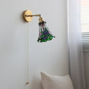 Helnys Flower Glass LED Wall Sconce Pull Chain Switch Rotatable Lamp